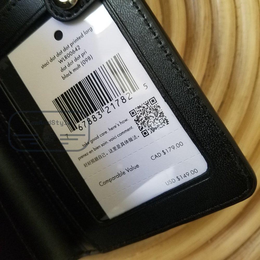 Kate Spade NWT Staci Large Wallet Polka Black Polka Dot Saffiano Leather - Picture 3 of 10